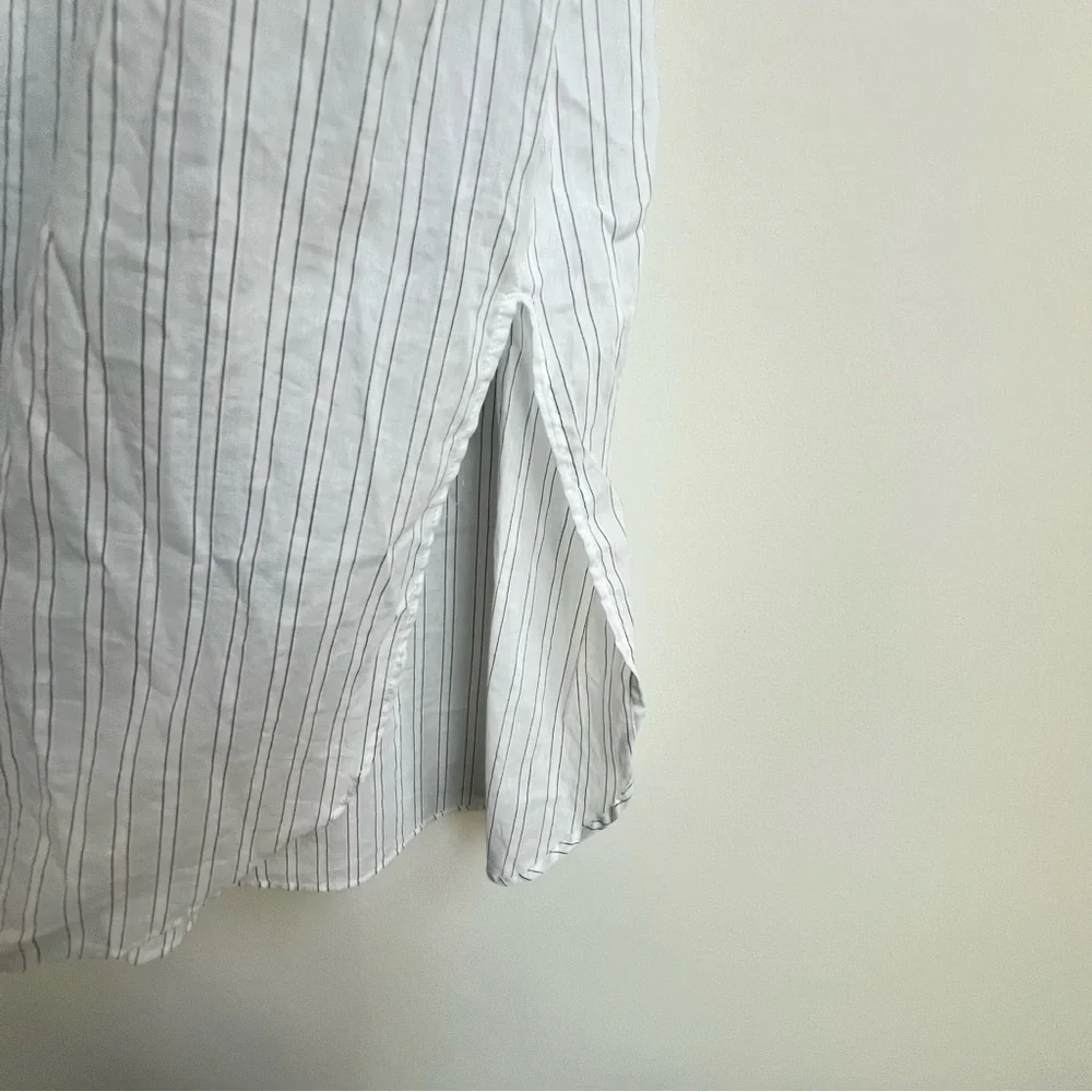 J.Crew Tie-waist Cotton Voile Midi Sheer Blue Deck Stripe Shirt Dress Preppy 4